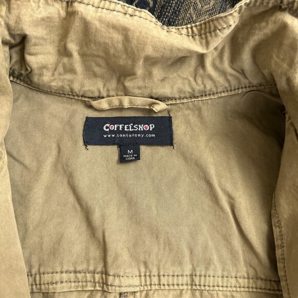 Coffee Shop Olive Green Jacket Southwestern Pattern M - Picture 8 of 8